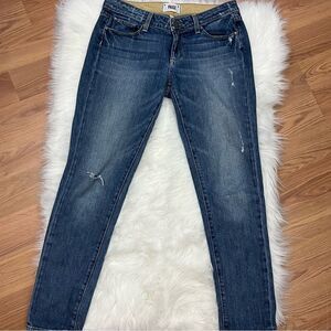 Paige Skyline Ankle Peg Jeans Medium Wash Light Distressing 28